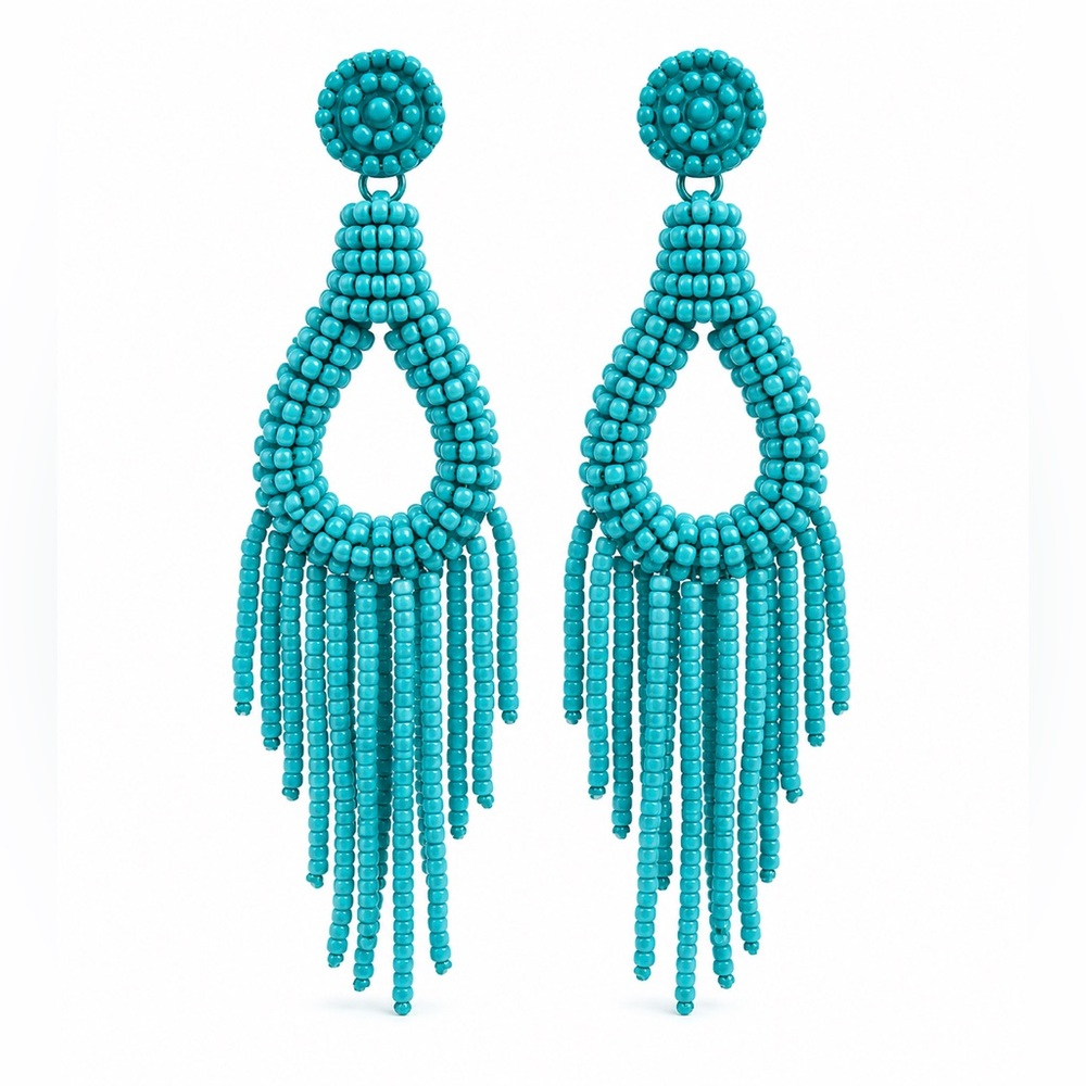 Beaded Fringe Drop Earrings
